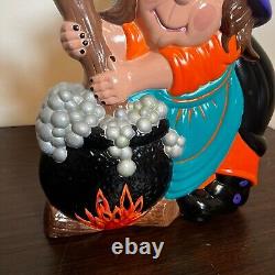 Vintage Halloween Witch & Cauldron Porcelain Figural Lamp Antique RARE