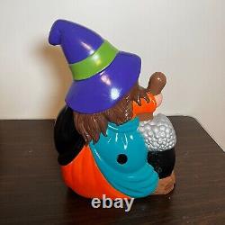 Vintage Halloween Witch & Cauldron Porcelain Figural Lamp Antique RARE