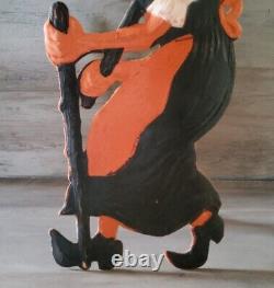 Vintage Halloween Witch Germany Cardboard Cut Out Stand Up 1940-1960 Rare 15.5'