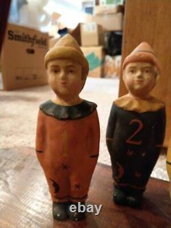 Vintage Halloween style game brownie bowling pin boy figurines RARE