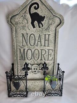 Vintage Heavy Mold Noah Moore Gravestone Halloween Decor Rare