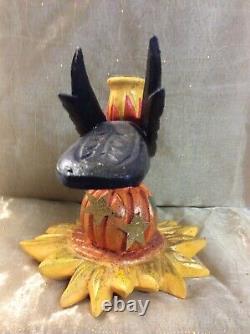 Vintage House Of Hatten Crow, Pumpkin Fall Halloween Candle Holders Art Rare