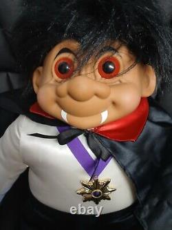 Vintage Jumbo Plush Russ Troll Doll Dressed- Vampire-super Rare Spooky Halloween