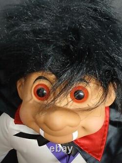 Vintage Jumbo Plush Russ Troll Doll Dressed- Vampire-super Rare Spooky Halloween