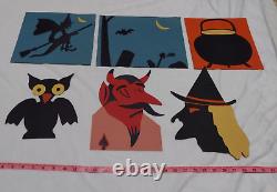 Vintage Large Lot Of Handmade Construction Paper Halloween Party Decorations