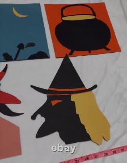 Vintage Large Lot Of Handmade Construction Paper Halloween Party Decorations