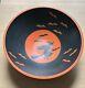 Vintage Lindt Wood Halloween Bowl With Witches And Bats Extremely Rare