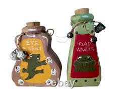 Vintage Midwest Cannon Falls Wood Potion Bottles Halloween Eye of Newt Toad Wart