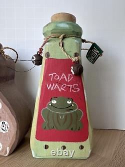 Vintage Midwest Cannon Falls Wood Potion Bottles Halloween Eye of Newt Toad Wart