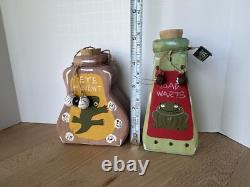 Vintage Midwest Cannon Falls Wood Potion Bottles Halloween Eye of Newt Toad Wart