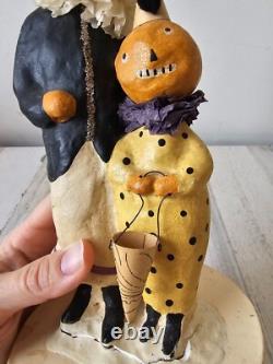 Vintage Nicole sayre RARE trick treat Midwest Halloween pumpkin container decor
