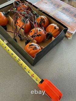 Vintage Noma Hard Plastic Rare Halloween Pumpkin Witch Light Set In Original Box