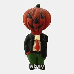 Vintage PUMPKIN Head in SUIT. Cool Halloween Menswear Humor. RARE c. 1950's RARE