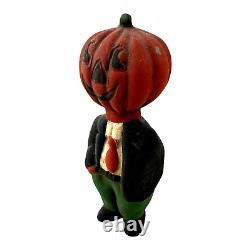 Vintage PUMPKIN Head in SUIT. Cool Halloween Menswear Humor. RARE c. 1950's RARE