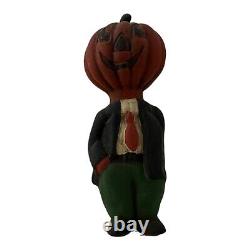 Vintage PUMPKIN Head in SUIT. Cool Halloween Menswear Humor. RARE c. 1950's RARE