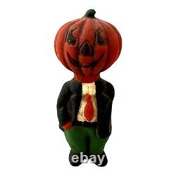 Vintage PUMPKIN Head in SUIT. Cool Halloween Menswear Humor. RARE c. 1950's RARE