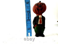 Vintage PUMPKIN Head in SUIT. Cool Halloween Menswear Humor. RARE c. 1950's RARE