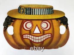 Vintage Paper Halloween Mask DIE CUT Pumpkin Jack o Lantern Antique RARE USA