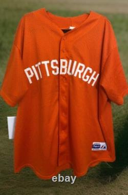 Vintage Pittsburgh Pirates Majestic MLB Orange Halloween Jersey Rare XXL