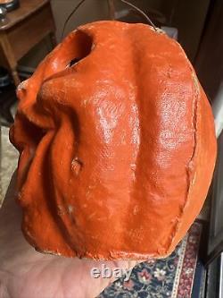 Vintage RARE 2 SIDED Paper Mache Pulp Halloween Jack-O'-Lantern Candy Container