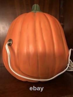 Vintage RARE Ceramic Halloween Pumpkin Jack'o' Lantern Creepy Face Working