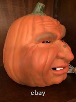 Vintage RARE Ceramic Halloween Pumpkin Jack'o' Lantern Creepy Face Working
