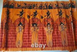 Vintage RARE Crepe/Paper Halloween pumpkin cat Witch Panel 1950's 6ft x 20