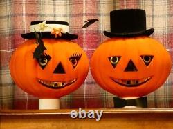 Vintage RARE Halloween 1989 Martin Paul Mr & Mrs Pumpkin JOL Display Decorations