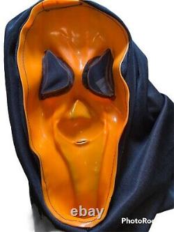 Vintage RARE Scream Mask Fun World DIV Orange Grin Fantastic Faces Fluorescent