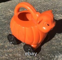 Vintage RARE1950's Rosbro Halloween Pumpkin Cat Roller Candy Container