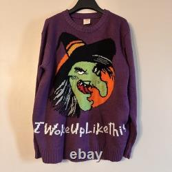 Vintage & Rare 1970's Purple Women's Pullover Halloween Witch Sweater Large