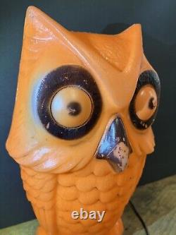 Vintage Rare 1972 Owl Blow Mold Holloween Original Working Decoration