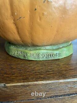 Vintage Rare 1974 Hard Paper Mache Halloween Pumpkin Coin Bank M. Besunder