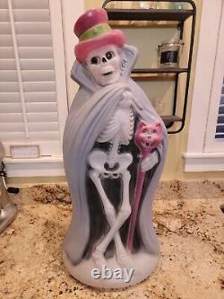 Vintage Rare Halloween General Foam Skeleton Cat Blow Mold 34 Lighted Working