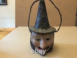 Vintage Rare Halloween German papermache Witch lantern