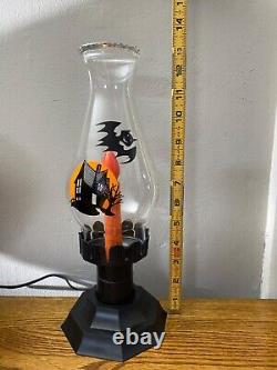 Vintage Rare Halloween Haunted House Bat Hurricane Lamp New Old Stock in Box