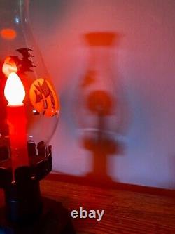 Vintage Rare Halloween Haunted House Bat Hurricane Lamp New Old Stock in Box