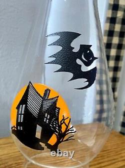 Vintage Rare Halloween Haunted House Bat Hurricane Lamp New Old Stock in Box