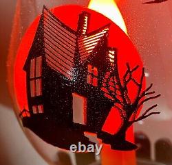 Vintage Rare Halloween Haunted House Bat Hurricane Lamp New Old Stock in Box