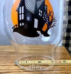 Vintage Rare Halloween Haunted House Bat Hurricane Lamp New Old Stock in Box