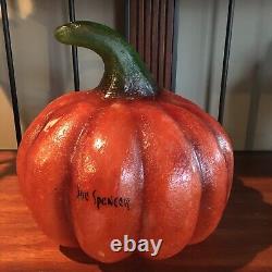 Vintage Rare Joe Spencer Lighted Pumpkin Hand Signed 13