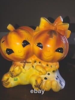 Vintage Rare Lefton Jack O Lantern/Halloween Pumpkin Planter