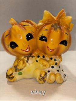 Vintage Rare Lefton Jack O Lantern/Halloween Pumpkin Planter 6399 -Excellent