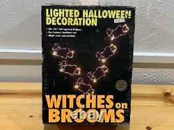 Vintage Rare Mr Christmas Silhouette Halloween Lights Six 14 Witches On Brooms