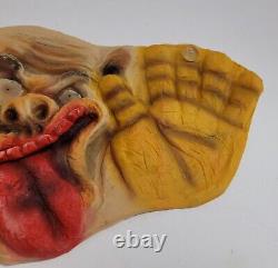 Vintage Rare Rubber Halloween Scary Face Tongue Window Decoration with Suction Cup