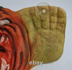 Vintage Rare Rubber Halloween Scary Pumpkin Window Decoration With Suction Cup