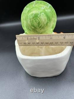 Vintage Relpo Halloween Fall Planter A1999 Barefoot Girl Sitting Pumpkins Rare
