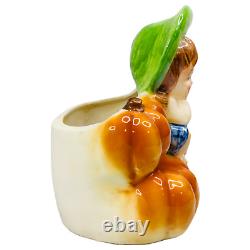 Vintage Relpo Halloween Planter A1991 Barefoot Girl Sitting Pumpkins Rare READ