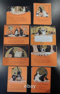 Vintage Rust Craft Boston Rare Halloween Greeting Cards 8 Unused Ghost Witch Cat