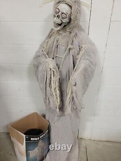 Vintage Seasonal Visions Original Box Halloween Robed Skeleton Rare Glowing Eyes